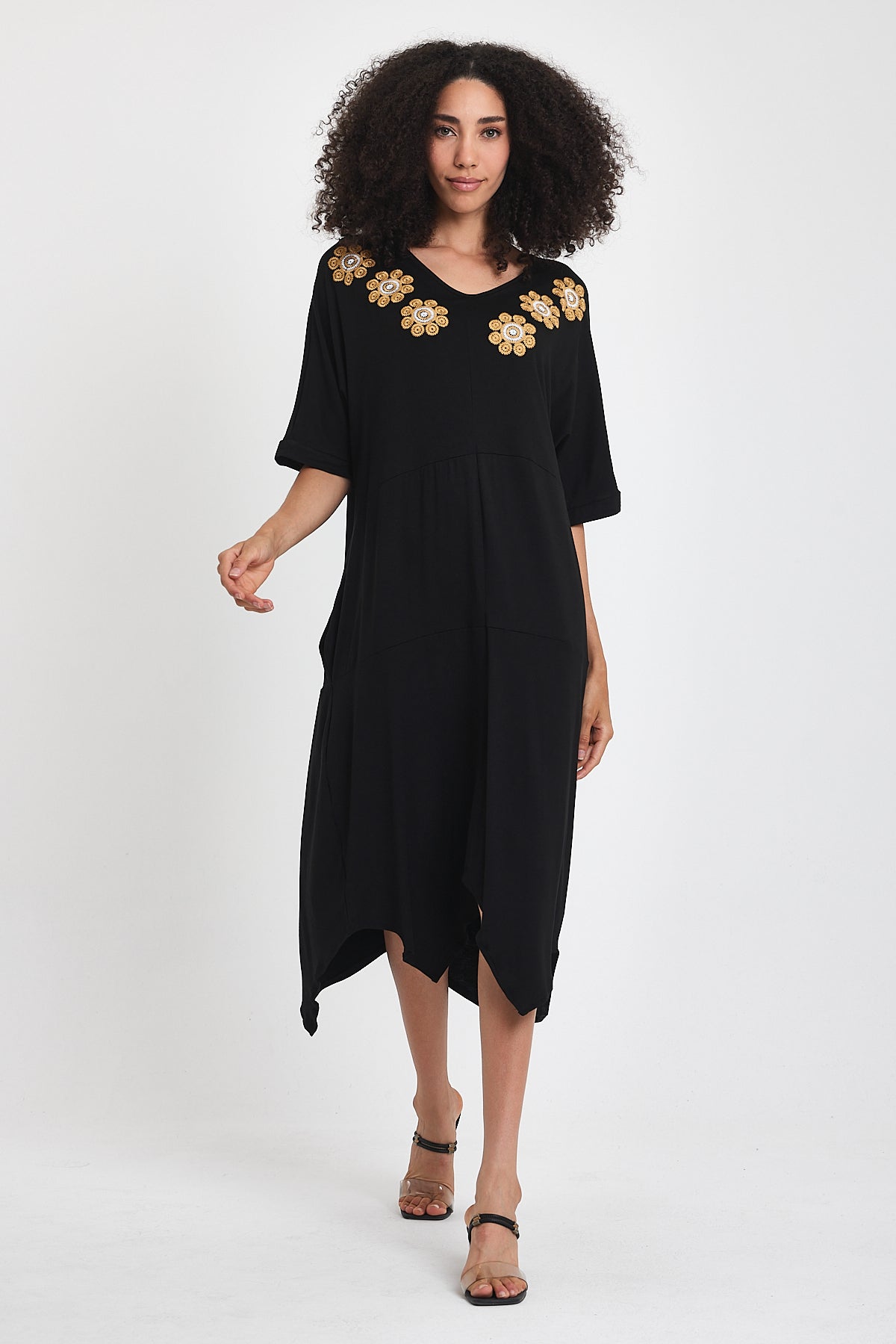 Embroidered Front Women's Jersey Dress 1064