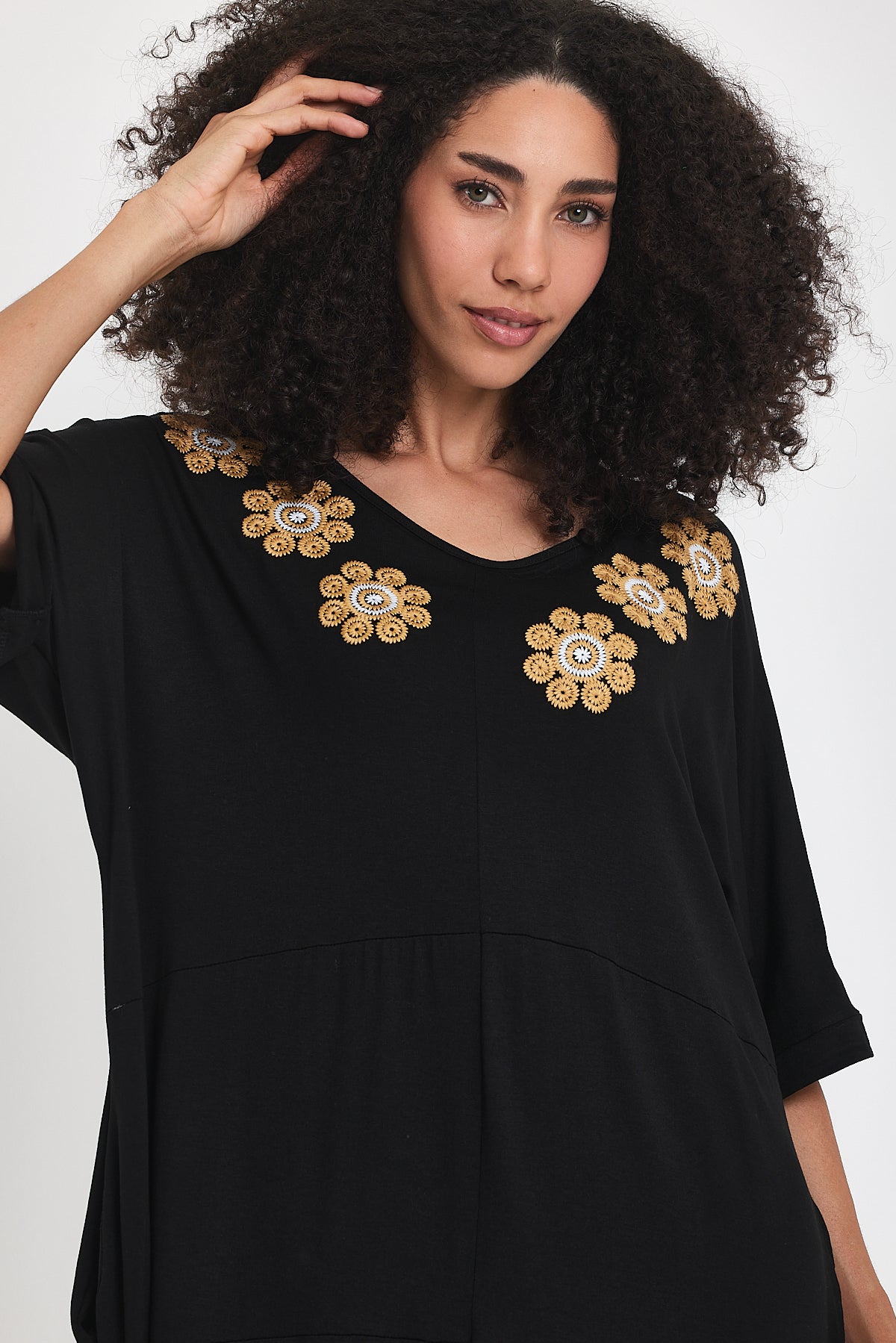 Embroidered Front Women's Jersey Dress 1064