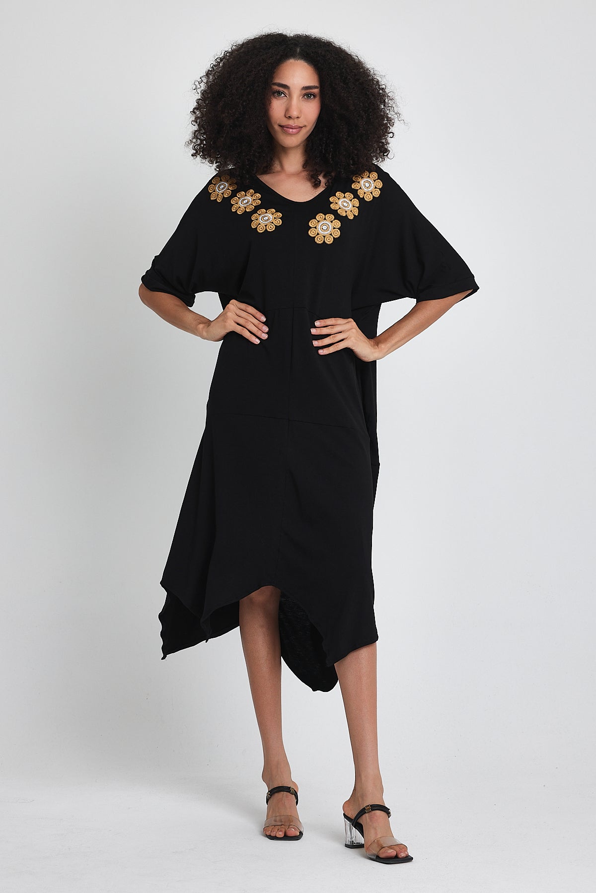 Embroidered Front Women's Jersey Dress 1064