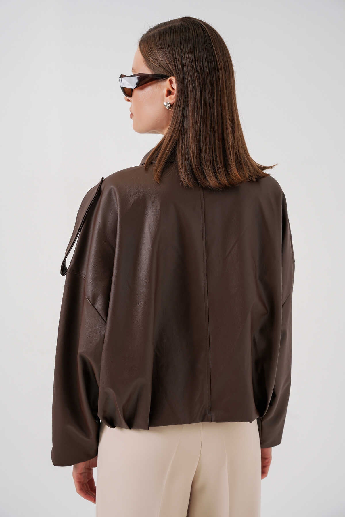 Kadın Oversize Deri Ceket 1055