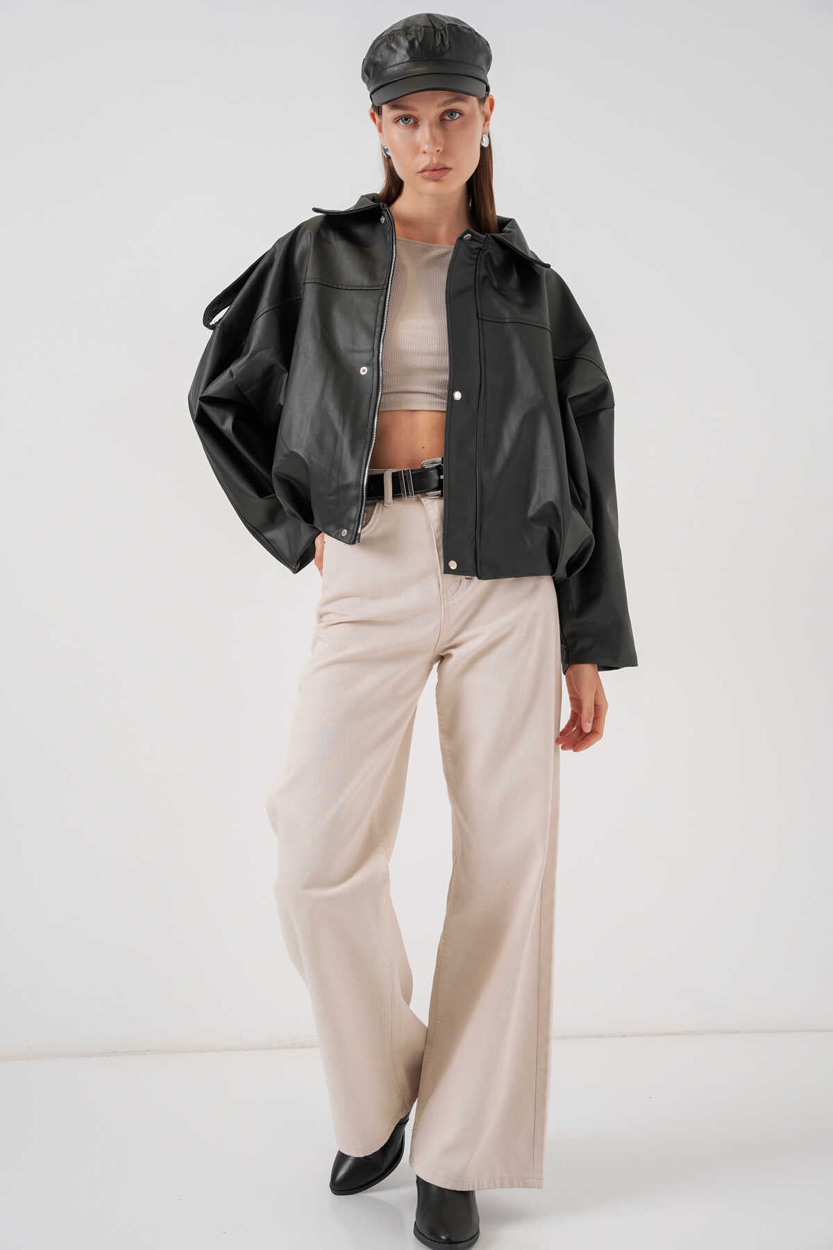 Kadın Oversize Deri Ceket 1055