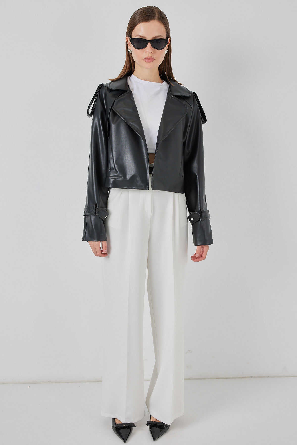 Kadın Oversize Deri  Mont 1047