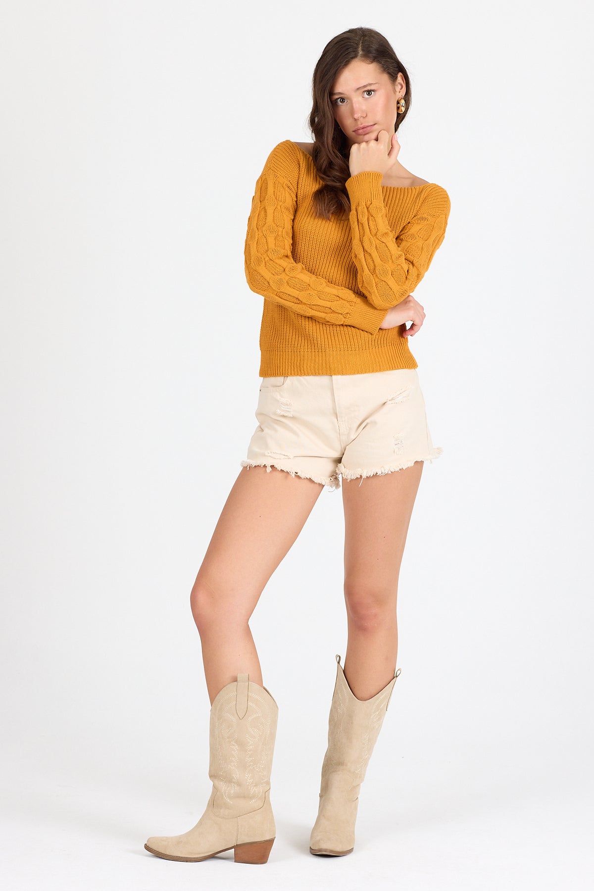 Kadın Selanik Örgü Triko Bluz 2699 (Standart Beden s-m-l-xl Beden Uyumludur)