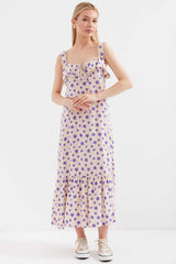 Women's Zero Sleeve Flower Patterned Dress 2237