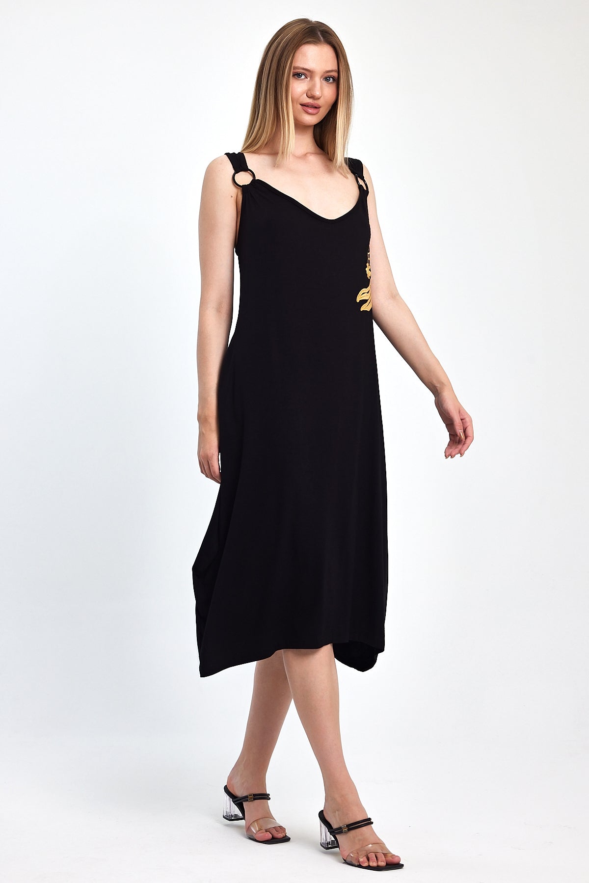 Women's Zero Sleeve Ring Combed Cotton Dress 1039