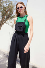 Suspender Gardener Jumpsuit Black 7023