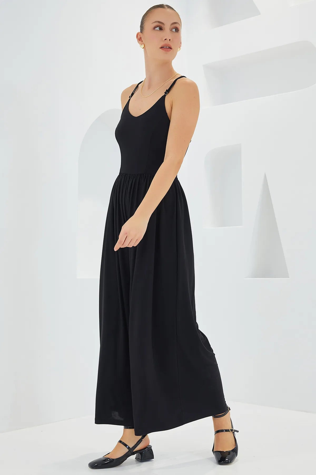 Women 7029 Wide Leg Strap Jumpsuit