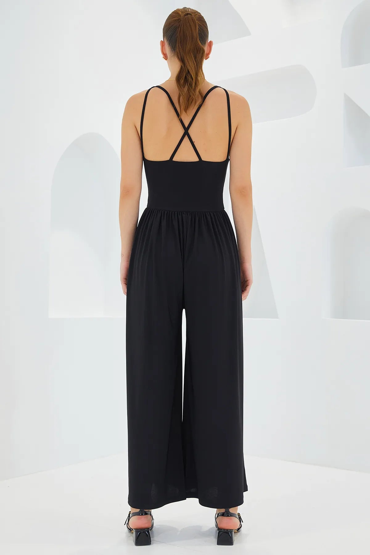 Women 7029 Wide Leg Strap Jumpsuit