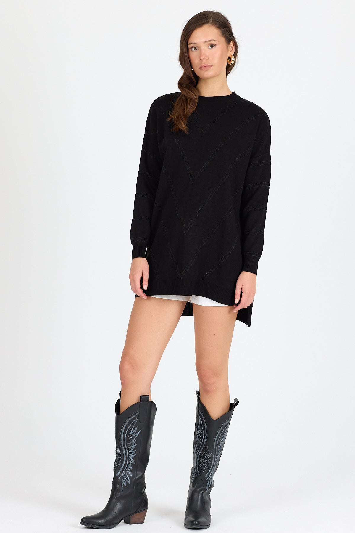 Kadın Sim Garnili Bisiklet Yaka Triko Bluz 21014 (Standart Beden s-m-l-xl Beden Uyumludur)