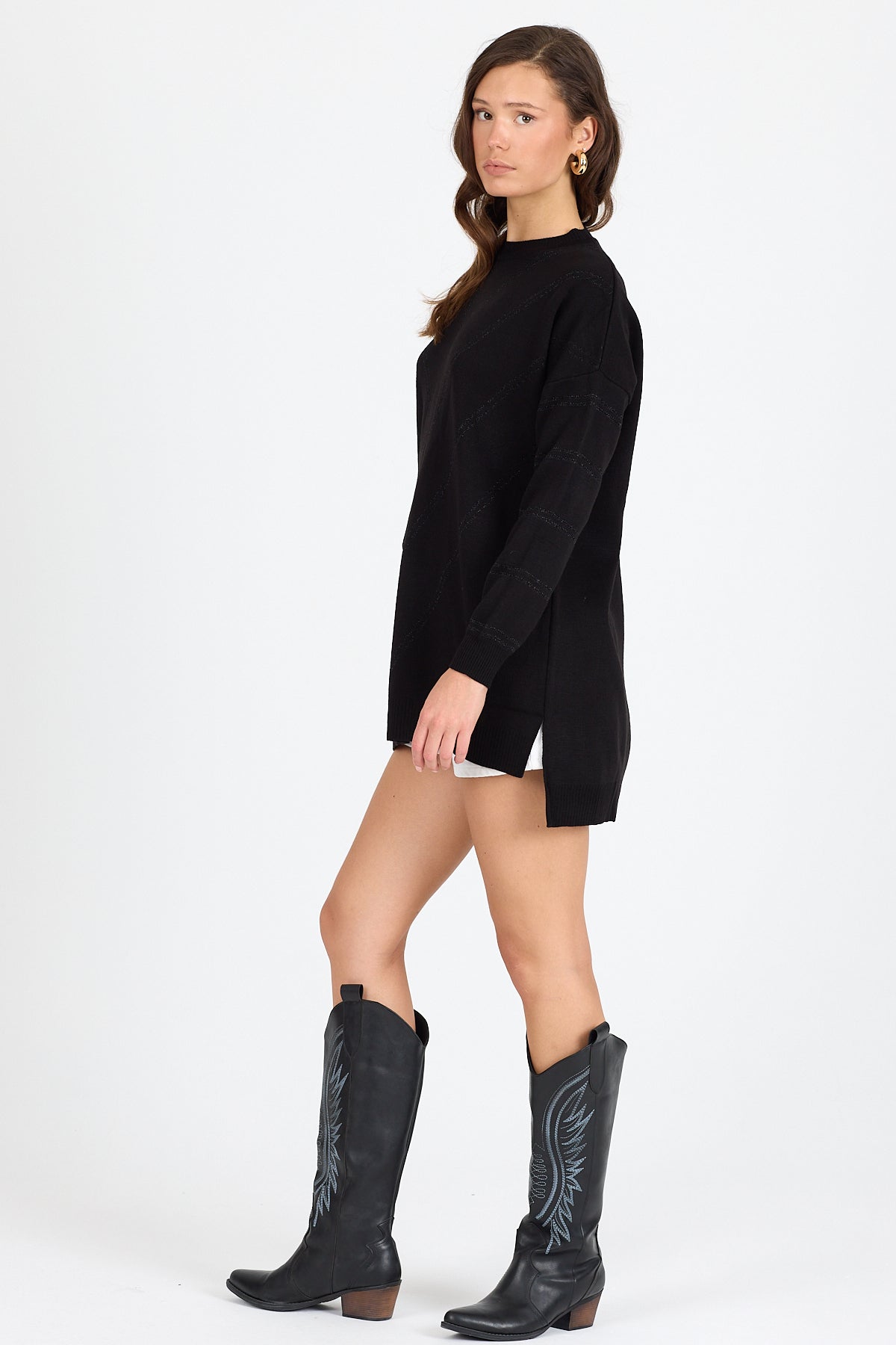 Kadın Sim Garnili Bisiklet Yaka Triko Bluz 21014 (Standart Beden s-m-l-xl Beden Uyumludur)