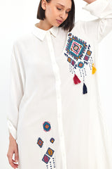 Women's Left Chest Embroidered Dress 1022