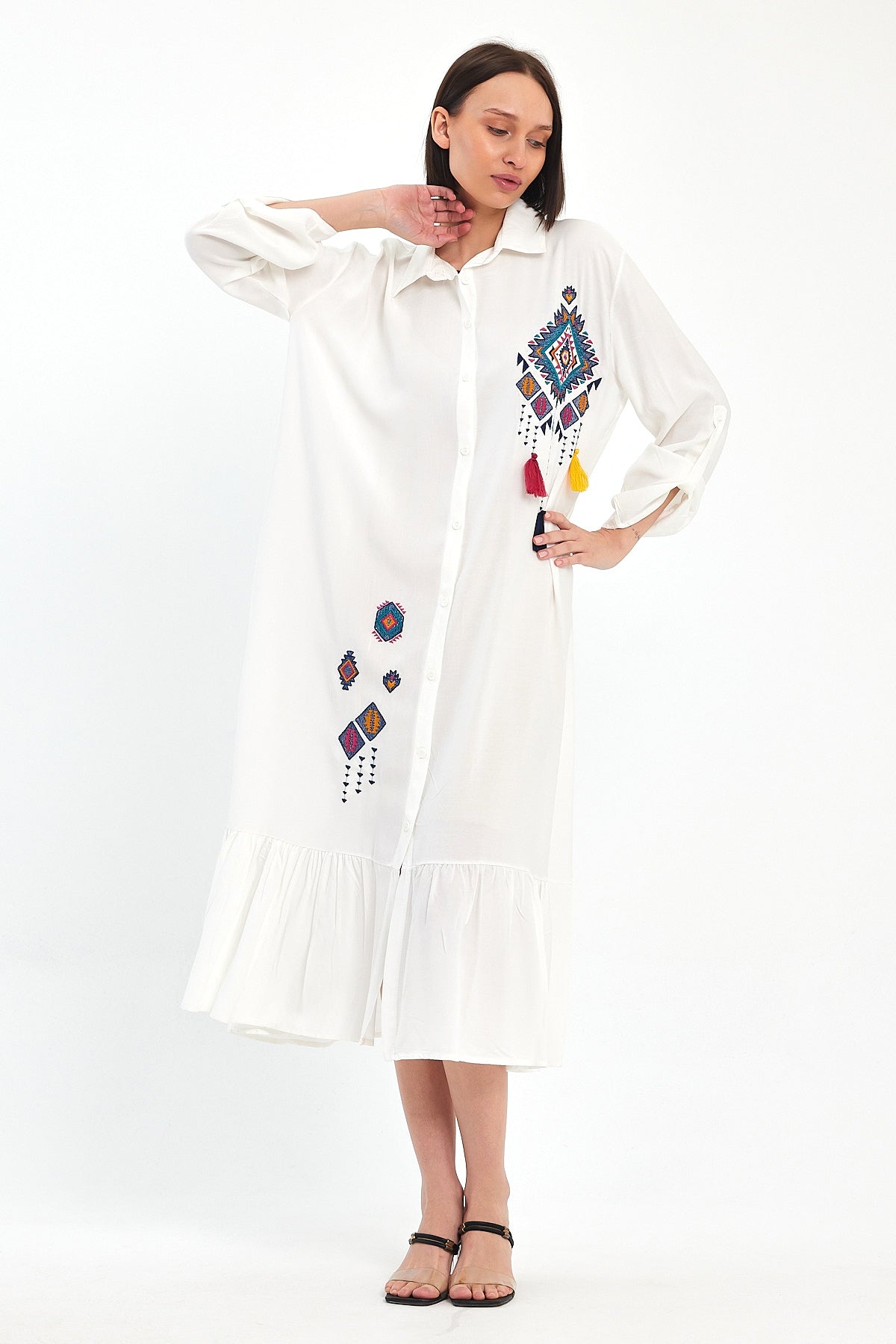 Women's Left Chest Embroidered Dress 1022