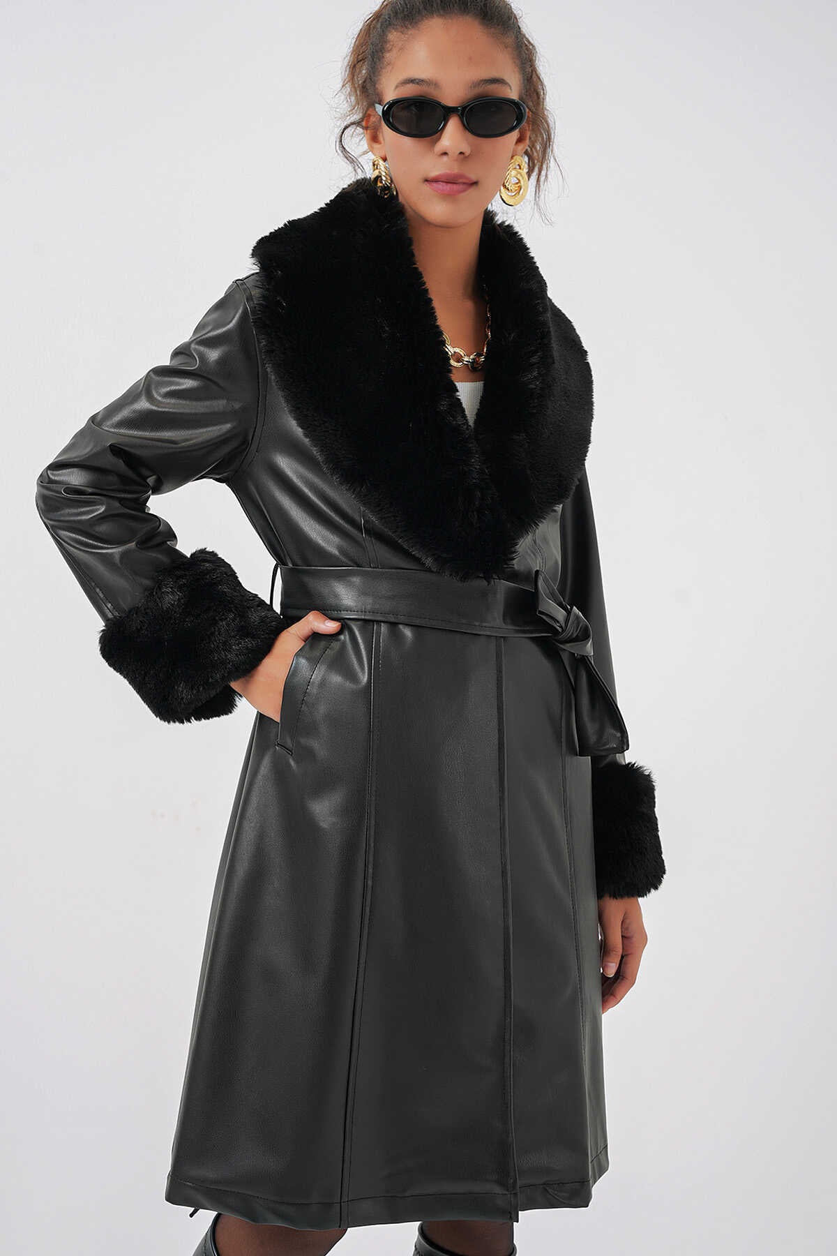 Kadın Sunni Deri Trençkot 1045