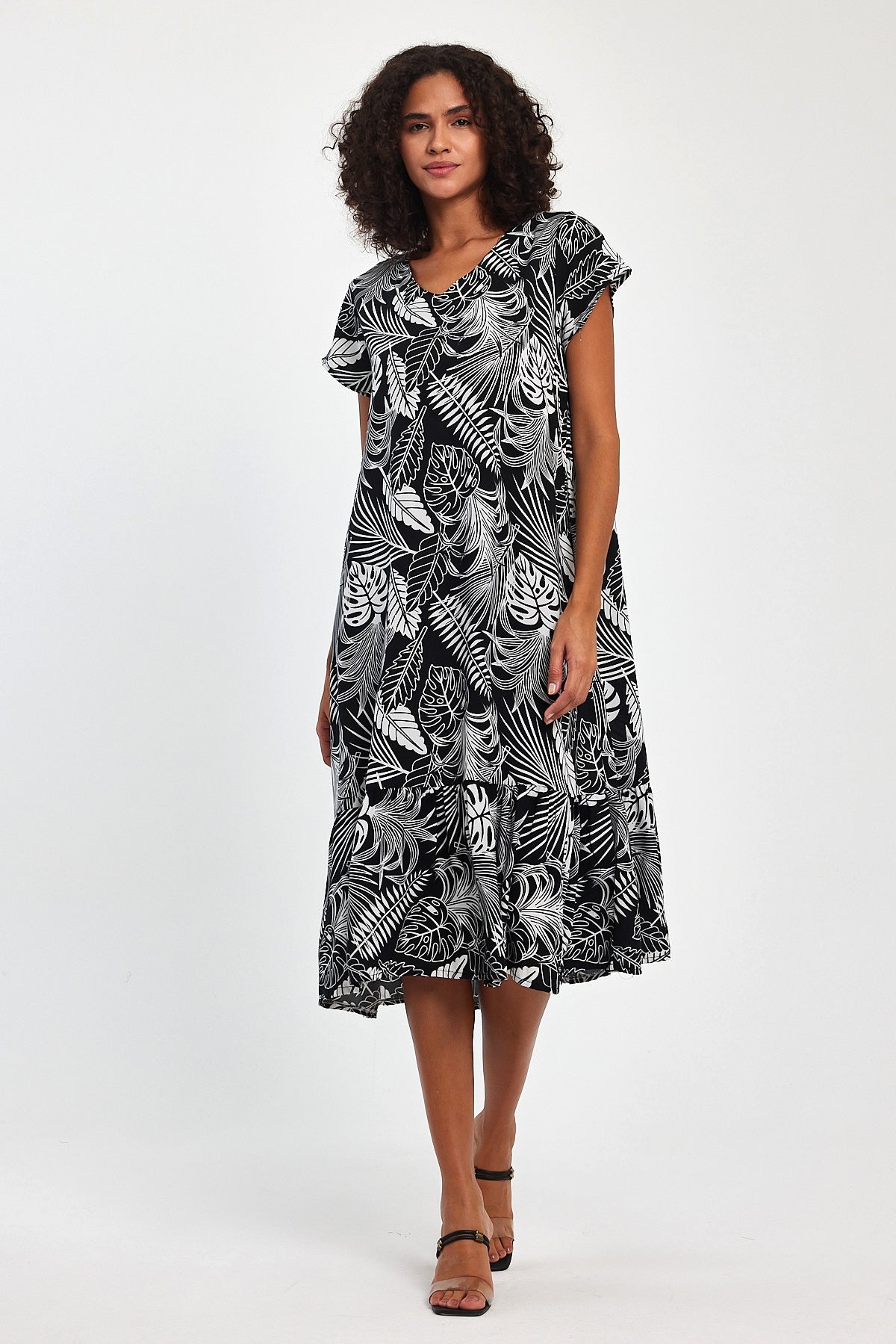 Women's V Neck Patterned Dress TT72