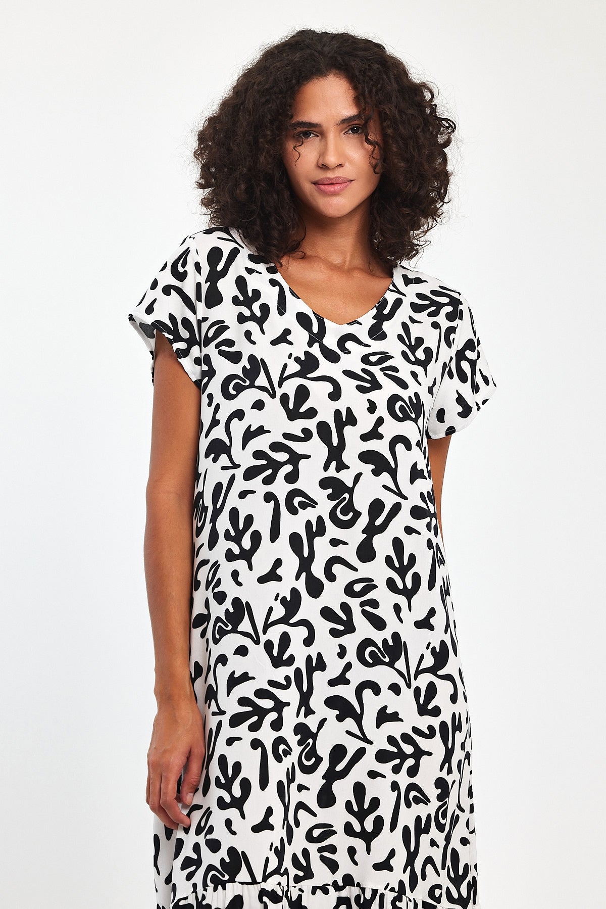 Women's V Neck Patterned Dress TT72