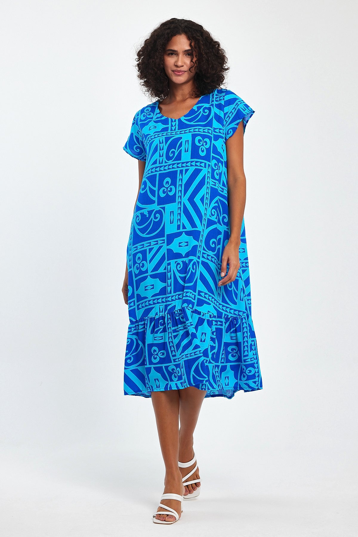 Women's V Neck Patterned Dress TT72