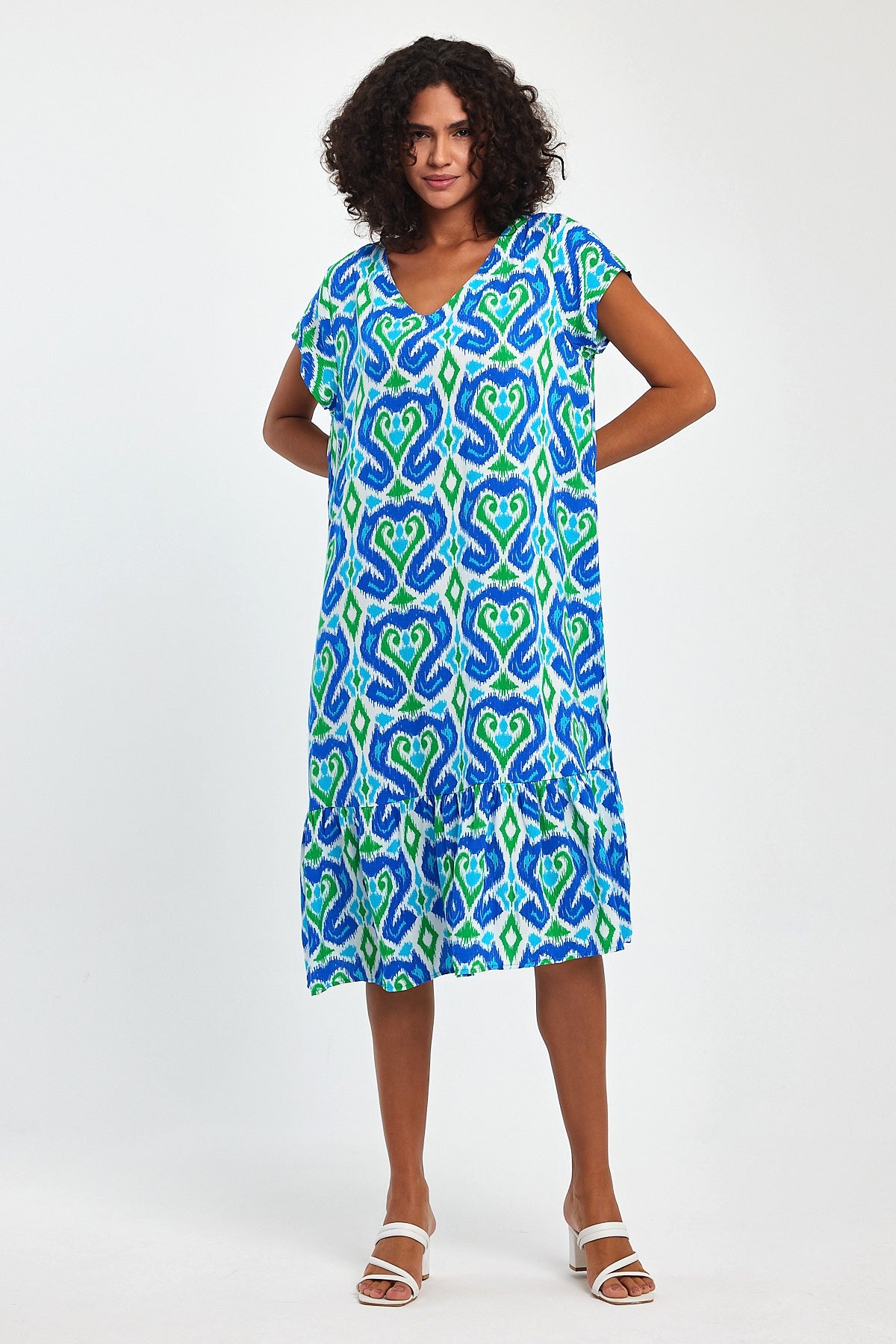 Women's V Neck Patterned Dress TT72