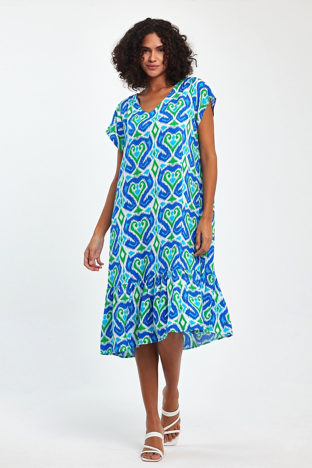 Women's V Neck Patterned Dress TT72