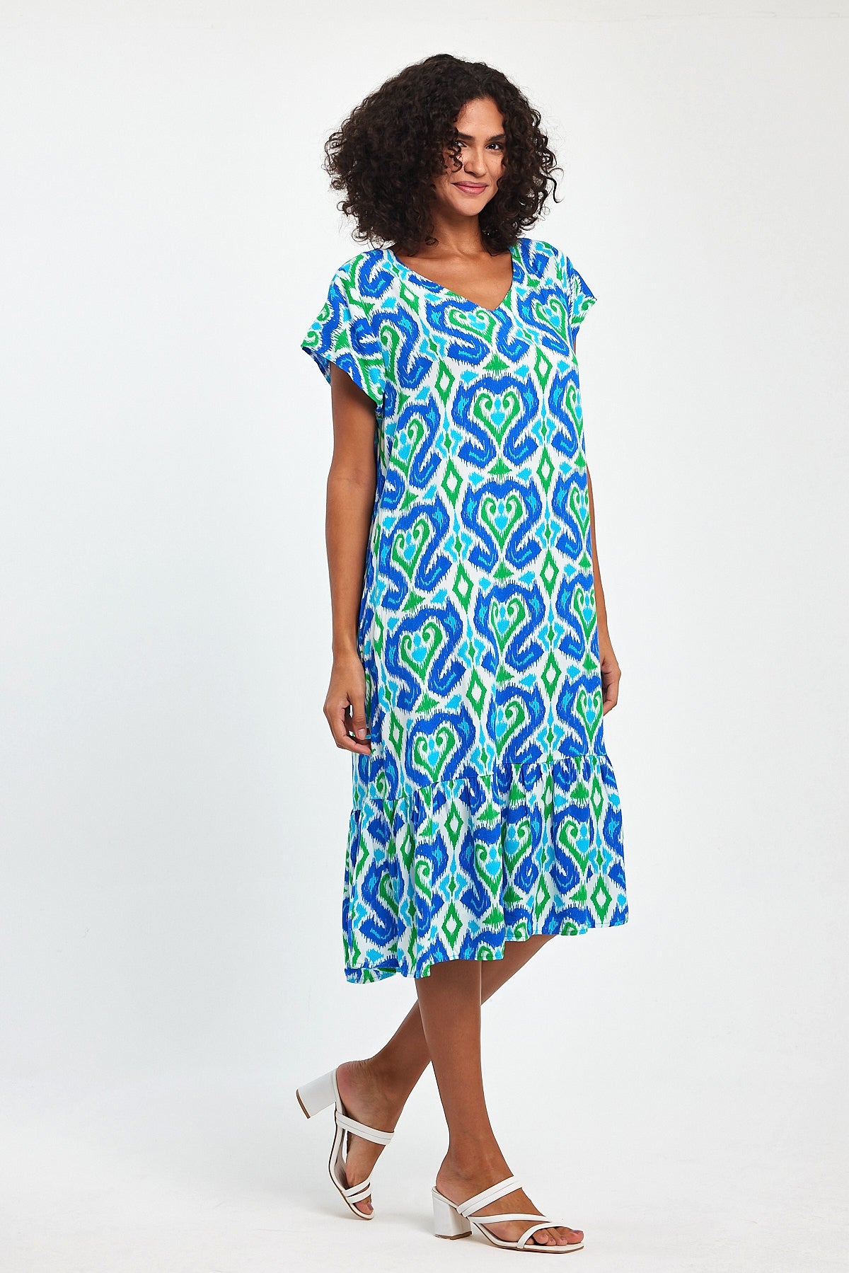 Women's V Neck Patterned Dress TT72