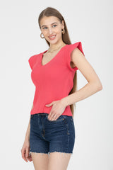 Women's V-Neck Sleeveless Knit Blouse 2552