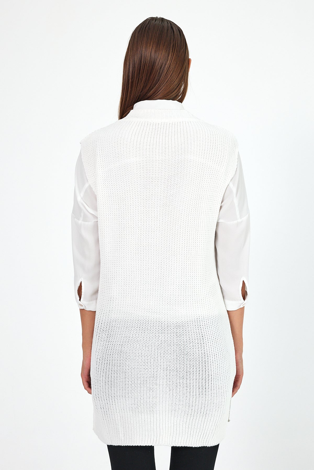 Women's V-Neck Zero Sleeve Knitwear Sweater 0608