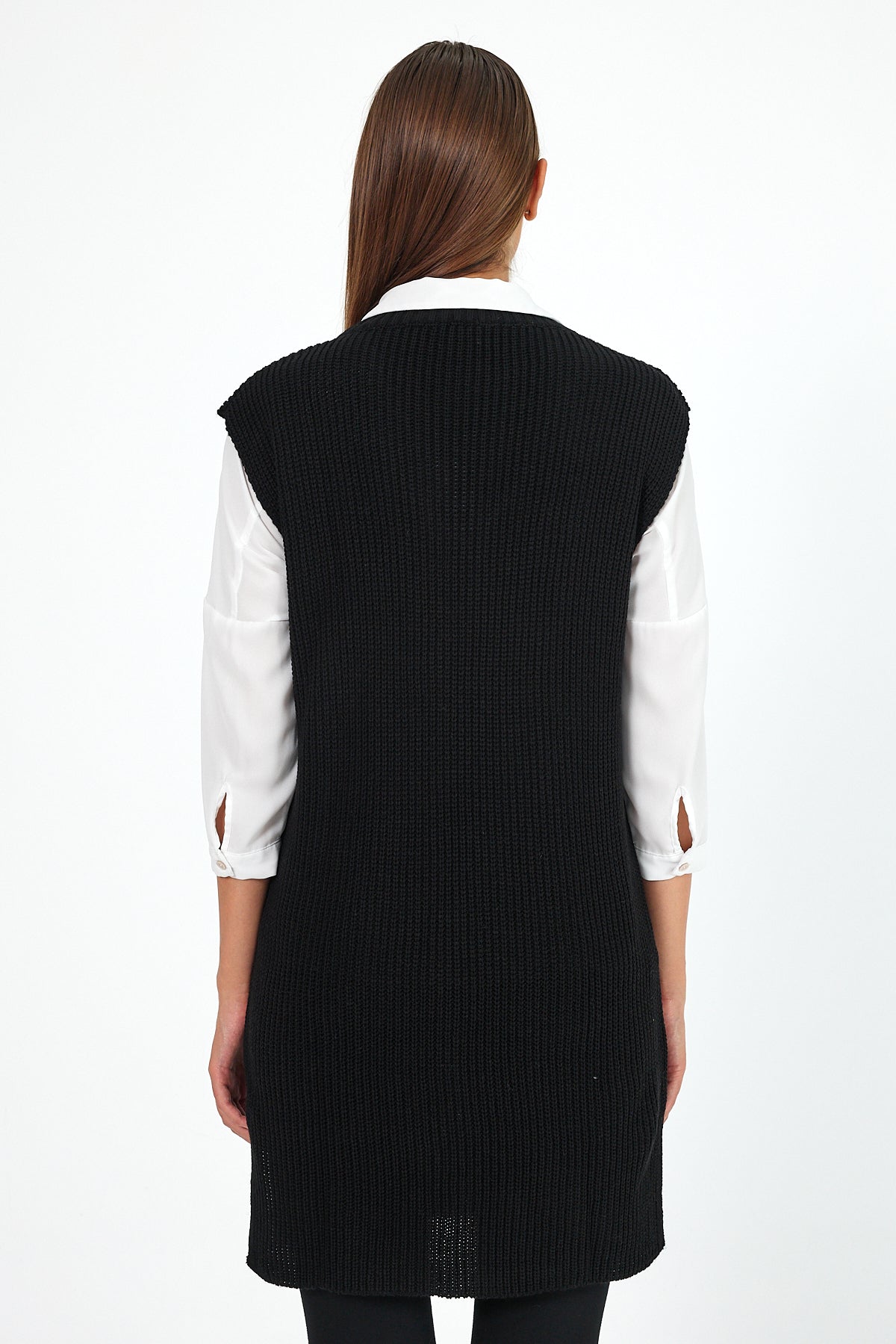 Women's V-Neck Zero Sleeve Knitwear Sweater 0608