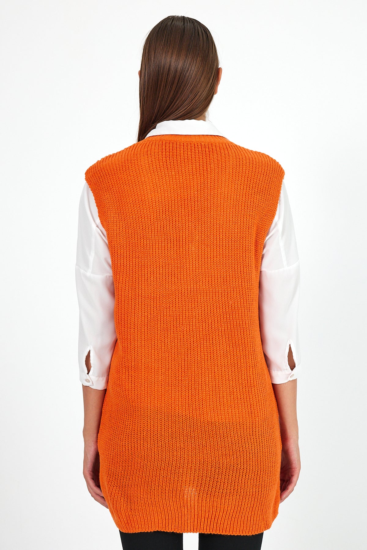 Women's V-Neck Zero Sleeve Knitwear Sweater 0608