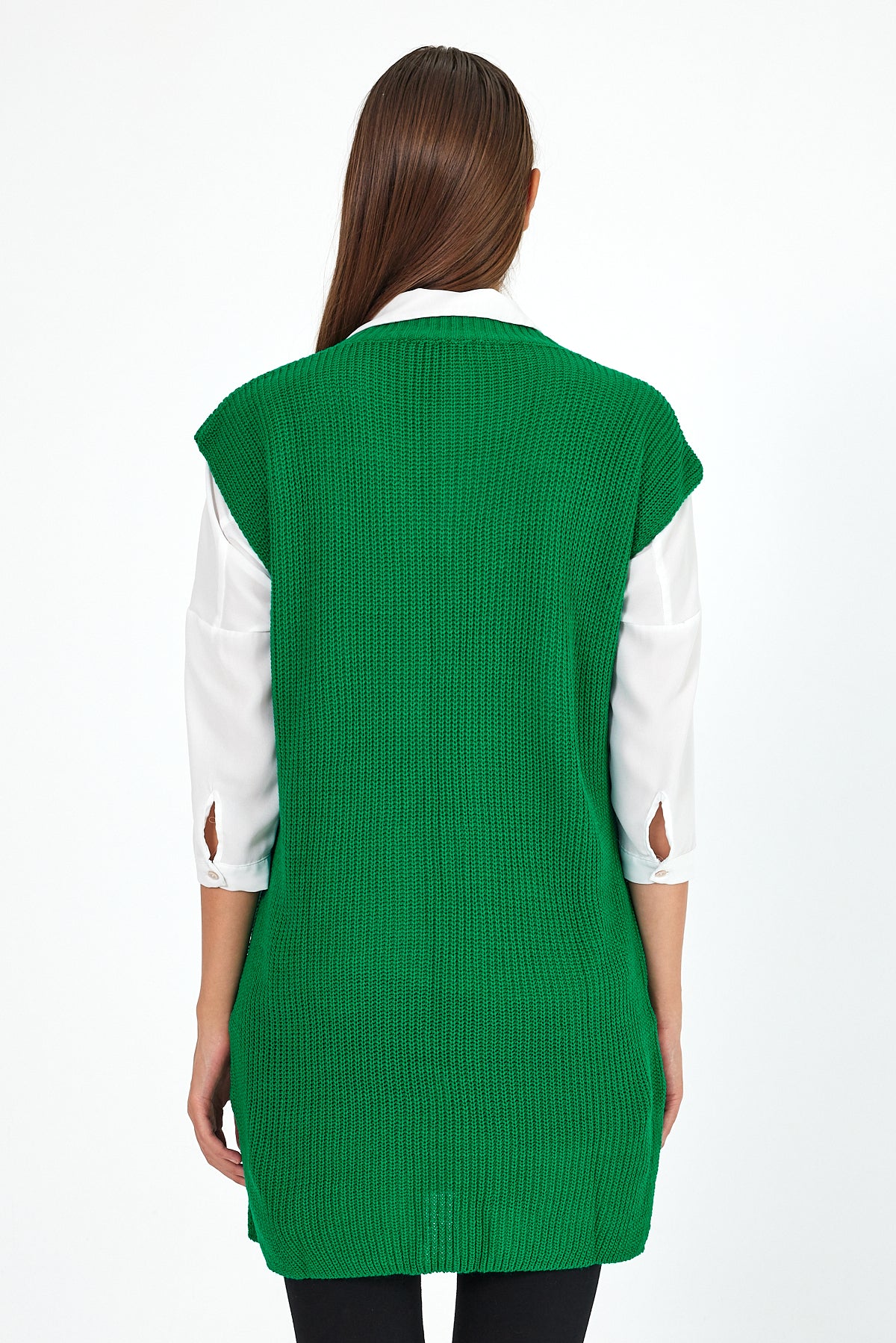 Women's V-Neck Zero Sleeve Knitwear Sweater 0608