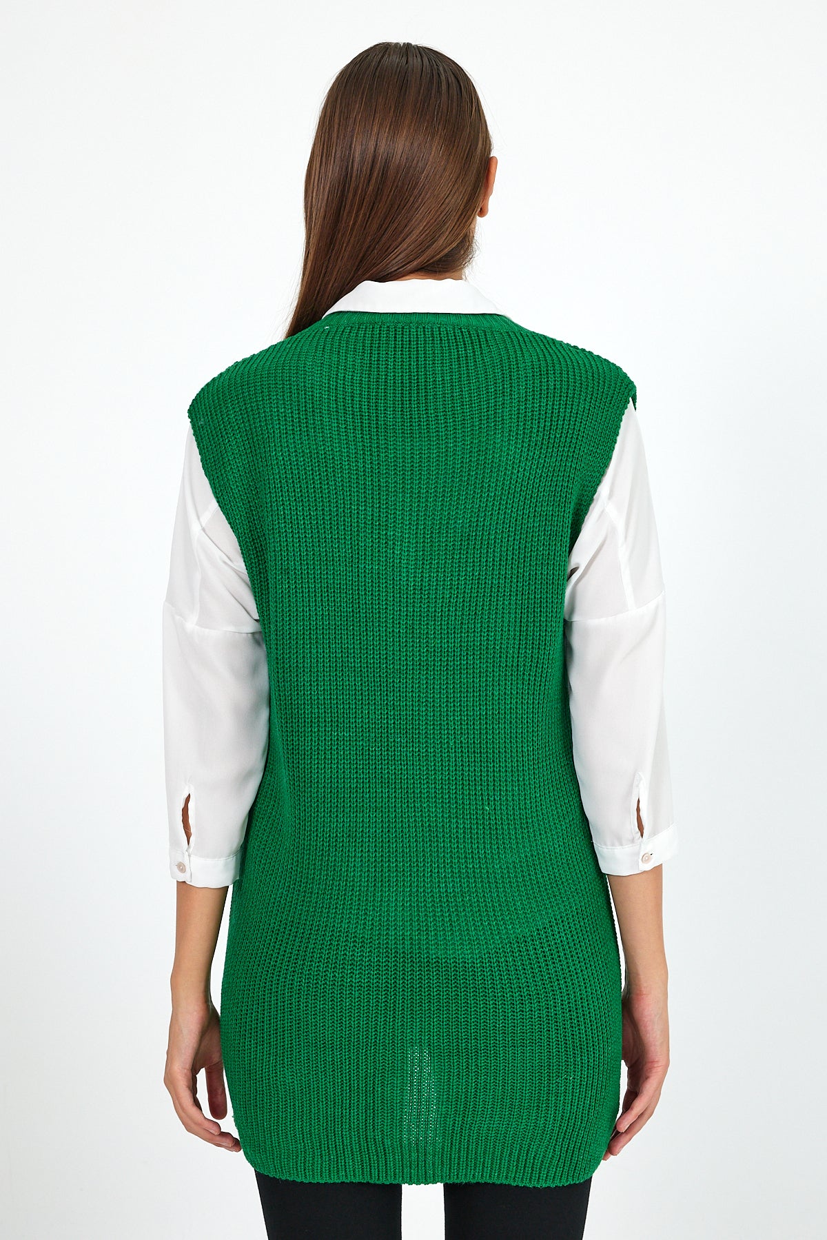Women's V-Neck Zero Sleeve Knitwear Sweater 0608