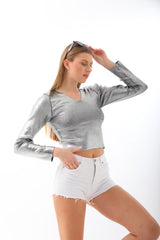 Women's Foil Printed Knit Blouse 2591