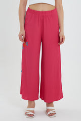 Women's Side Embroidered Wide Leg Trousers 914