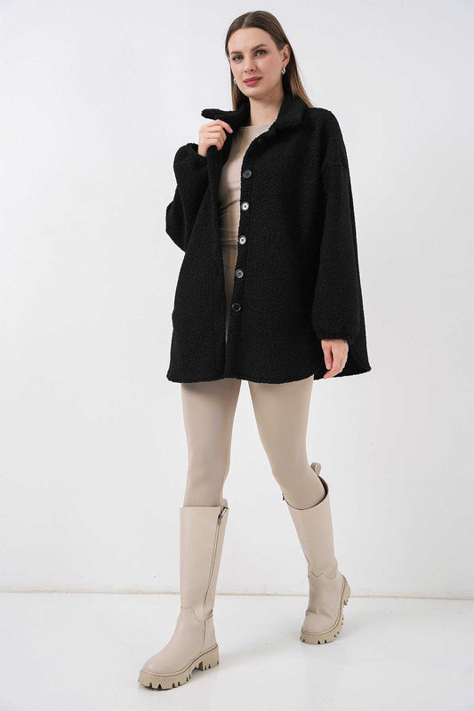 Kadın Yün Karışımlı Buklet Ceket 0675