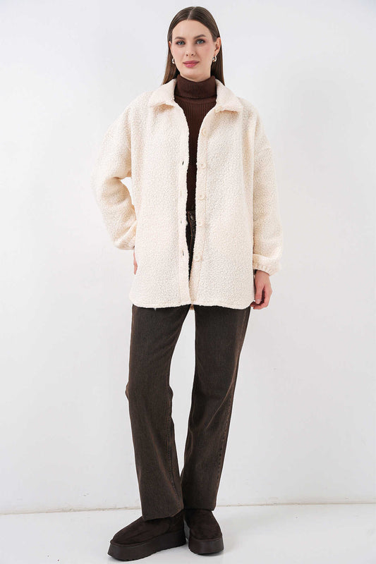 Kadın Yün Karışımlı Buklet Ceket 0675