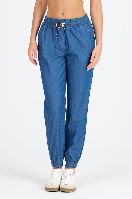 Kadın Mavi Renk Paça Lastikli  Pantolon 5550