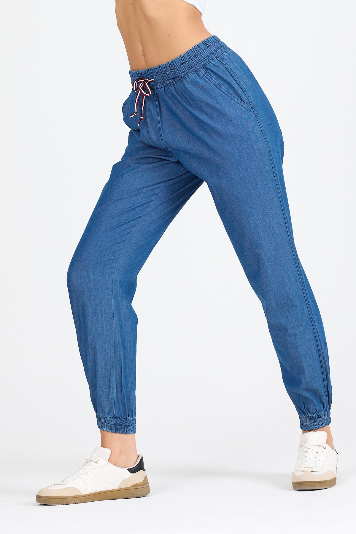 Kadın Mavi Renk Paça Lastikli  Pantolon 5550