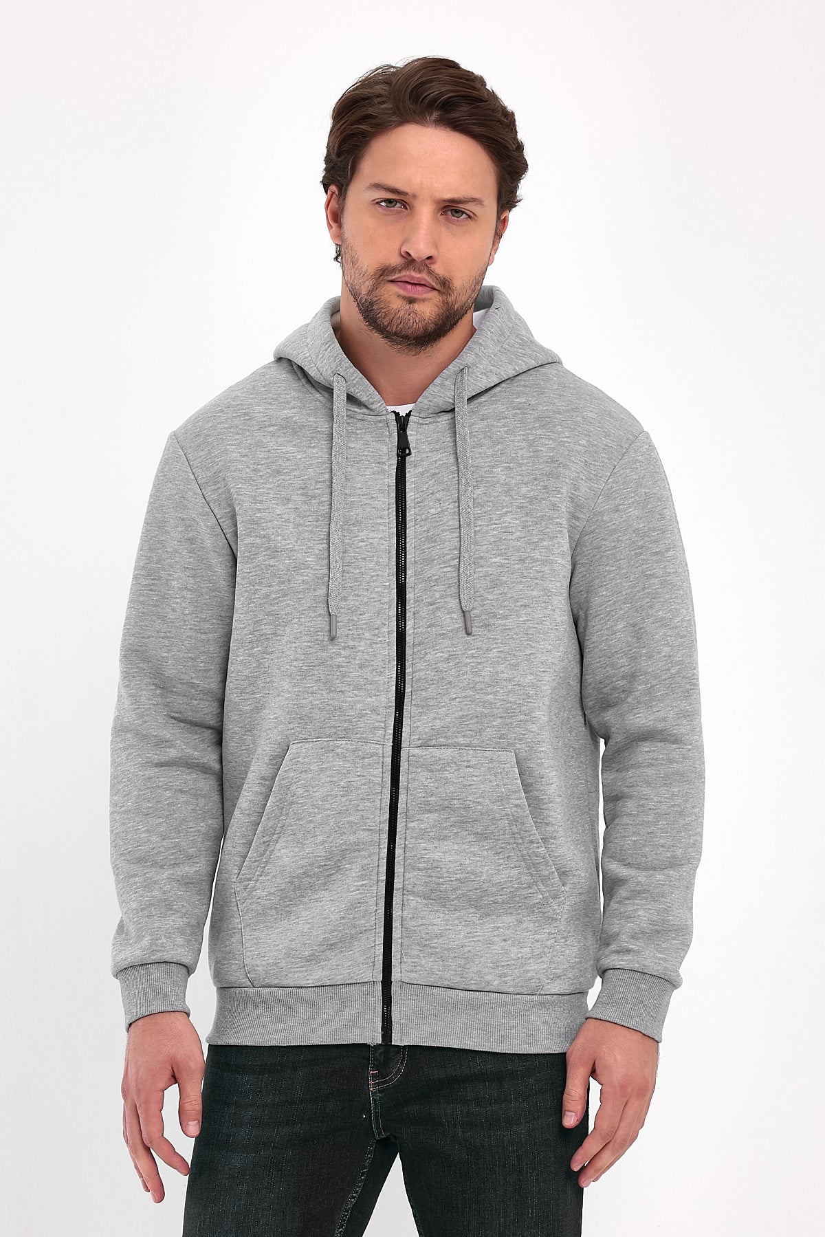 Rodi 3 İp Şardonlu Fermuarlı Kapuşonlu Sweatshirt RD24KE054901