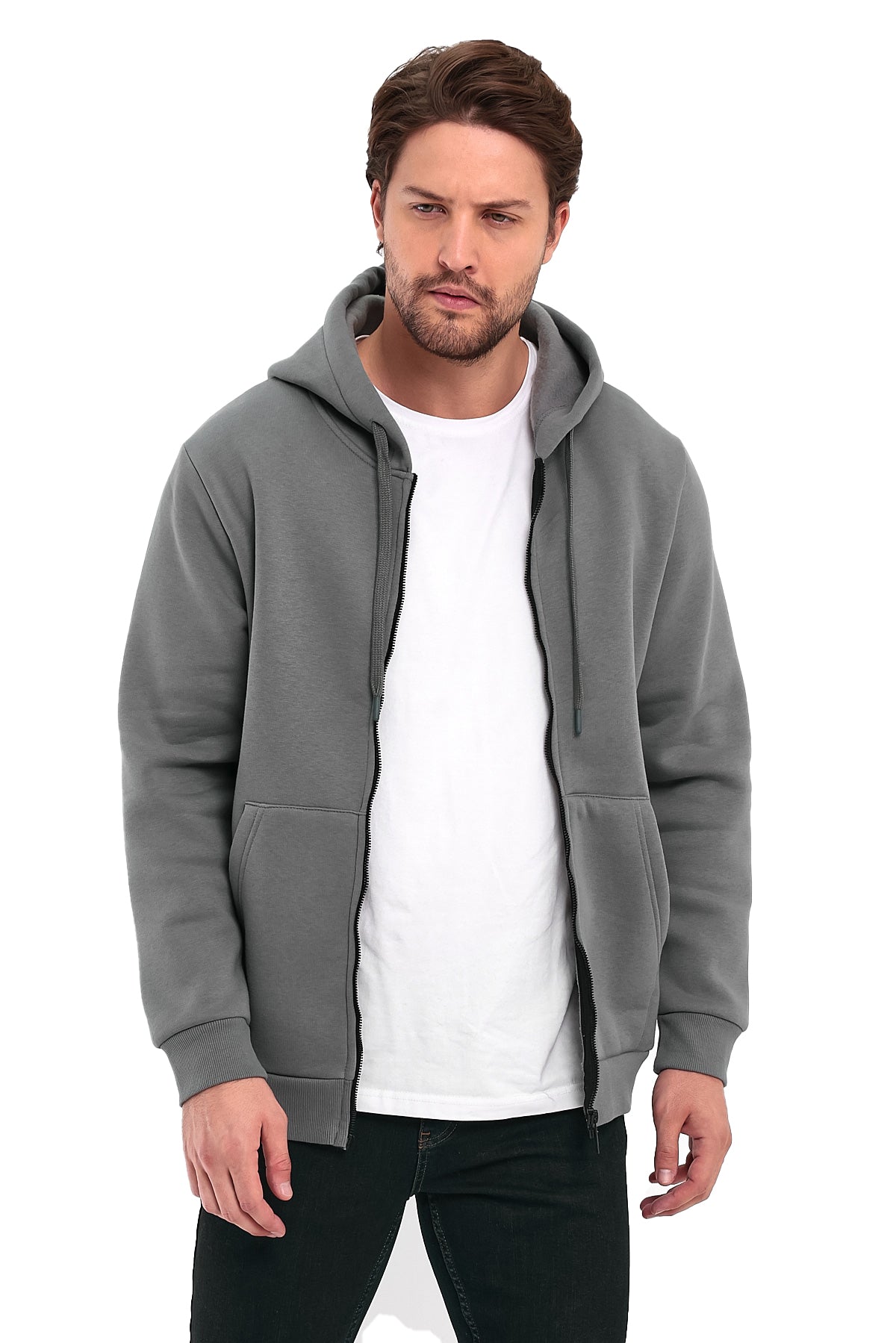 Rodi 3 İp Şardonlu Fermuarlı Kapuşonlu Sweatshirt RD24KE054901