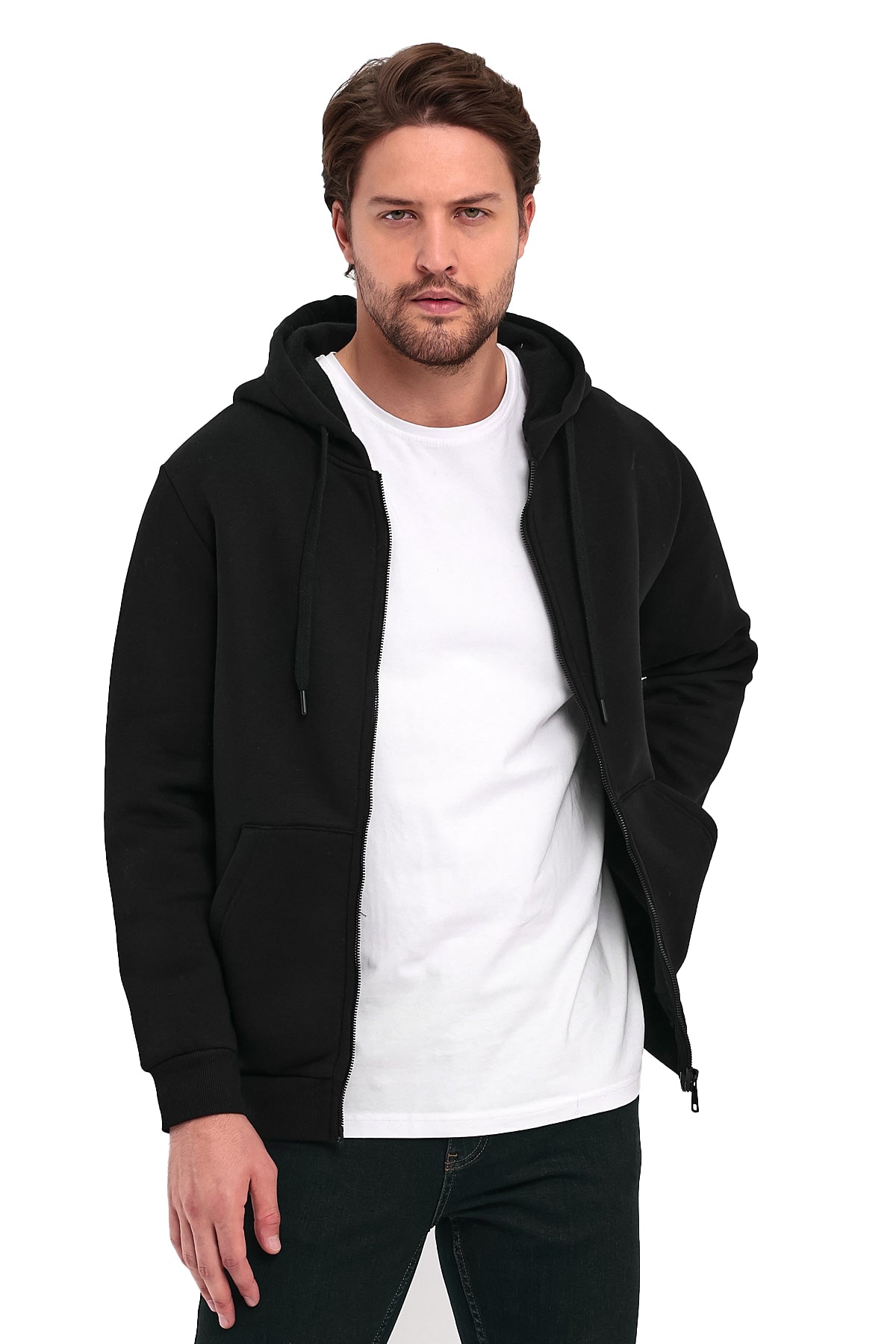 Rodi 3 İp Şardonlu Fermuarlı Kapuşonlu Sweatshirt RD24KE054901