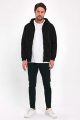 Rodi 3 Thread Ribbed Zippered Hooded Sweatshirt RD24KE054901