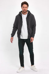 Rodi 3 Thread Ribbed Zippered Hooded Sweatshirt RD24KE054901