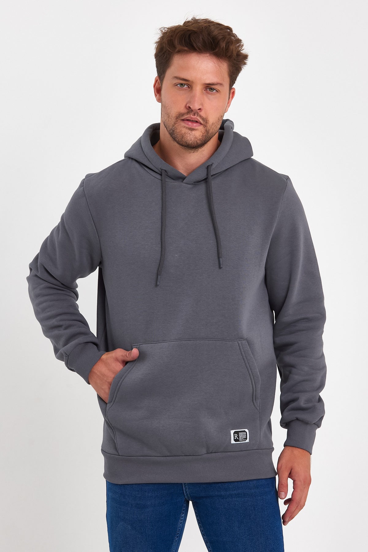 Rodi 3 Thread Ribbed Pocket Hooded Sweatshirt RD24KE055490