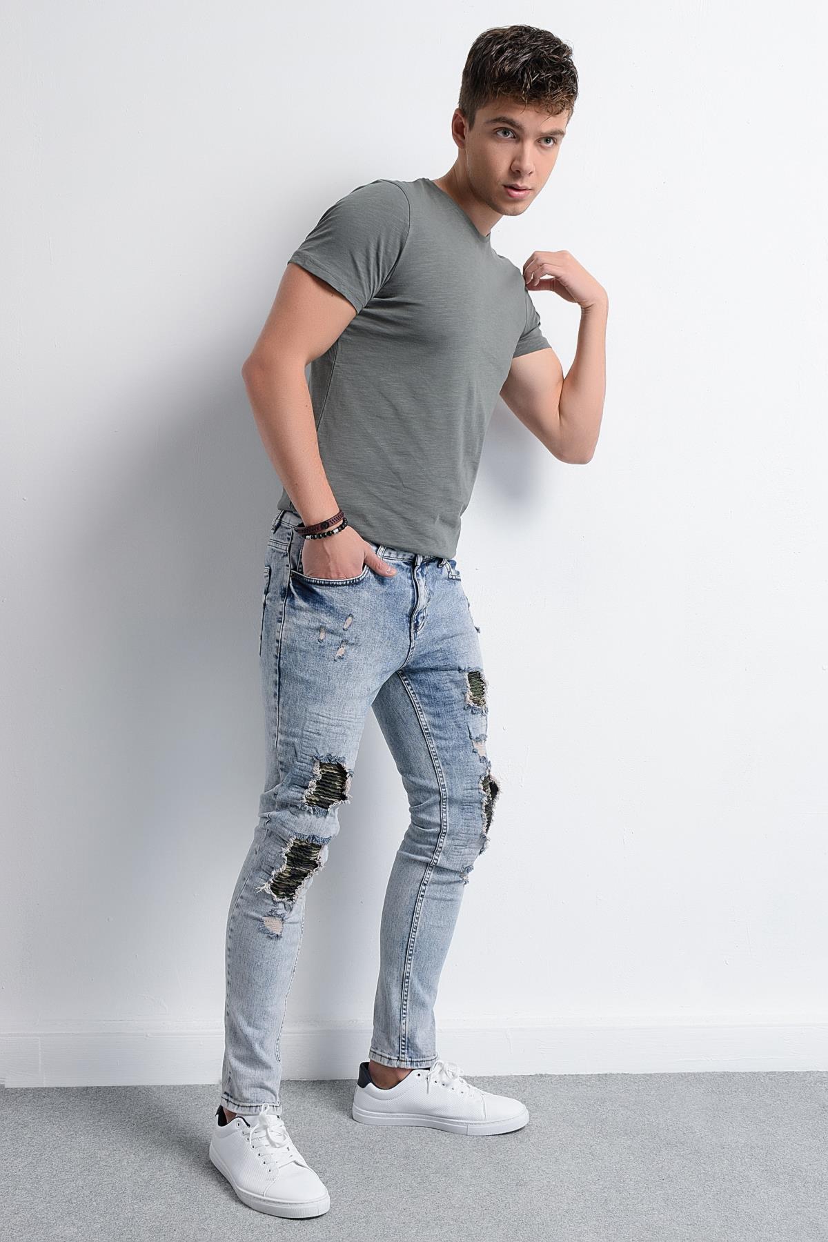 Rodi Erkek Denim Pantolon Kamuflaj Yamalı RD18YE010039