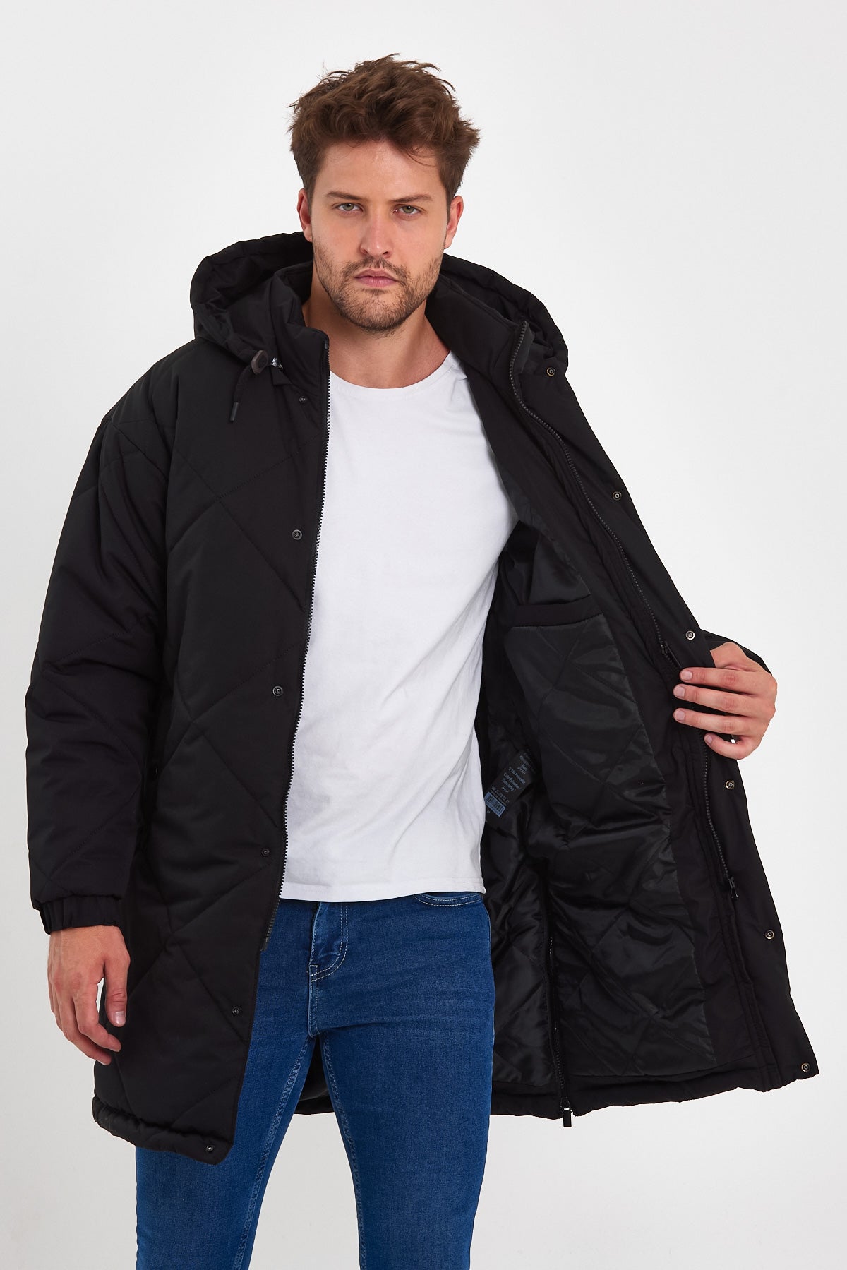 Rodi Erkek Fermuarlı Kapşonlu Uzun Mont RD24KE000Y58