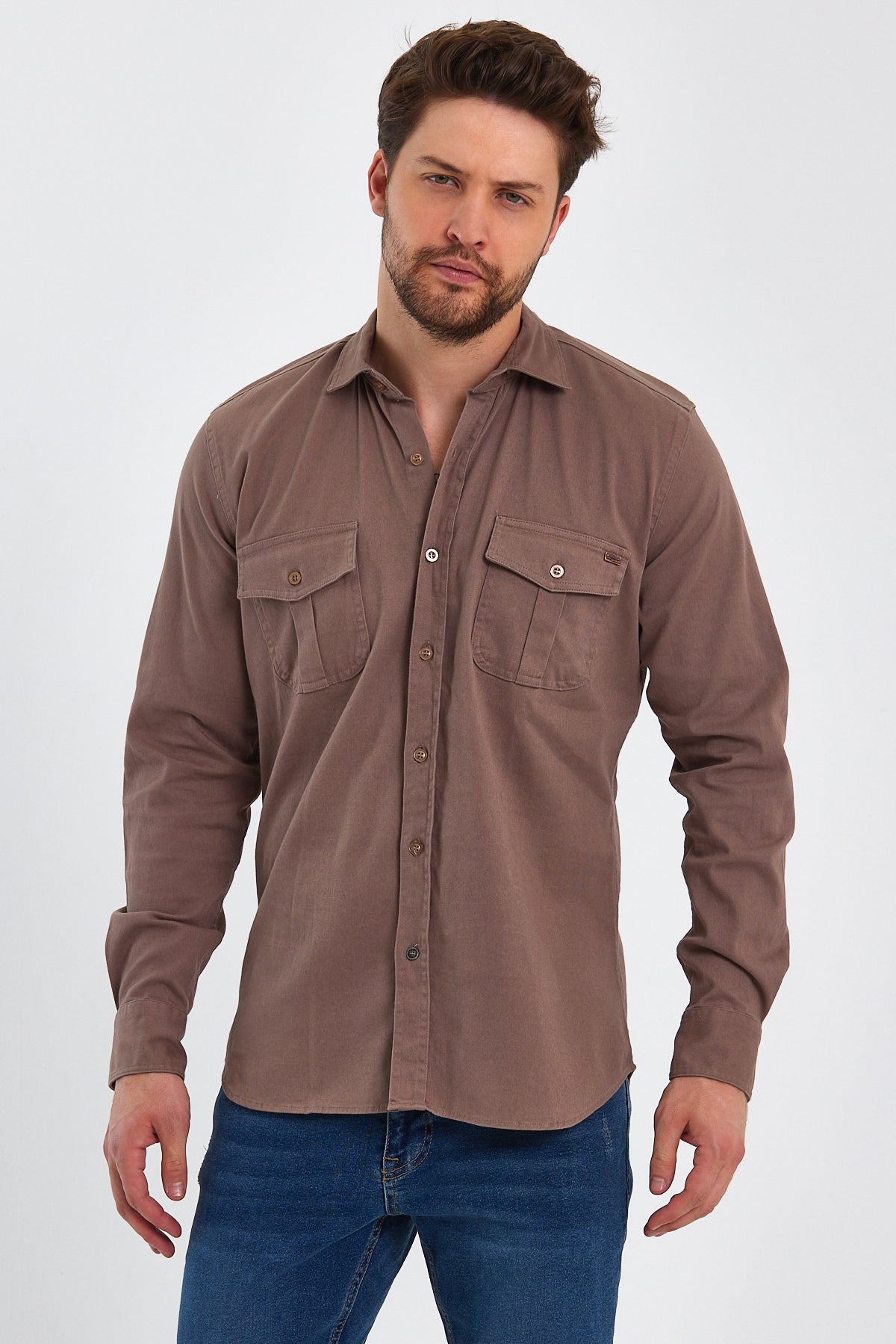 Rodi Men's Gabardine Shirt with Flap Pocket RD22KE037815