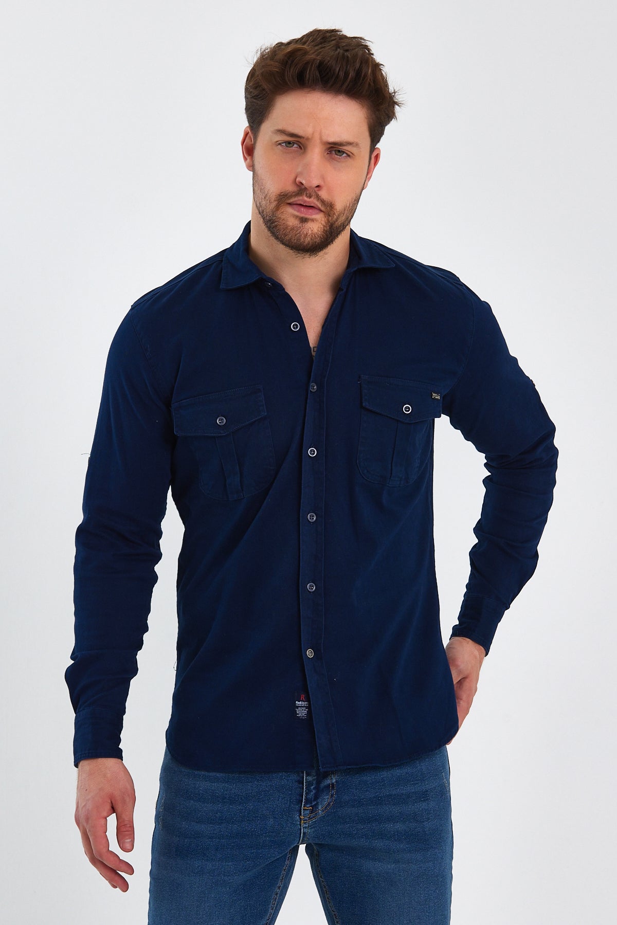 Rodi Men's Gabardine Shirt with Flap Pocket RD22KE037815