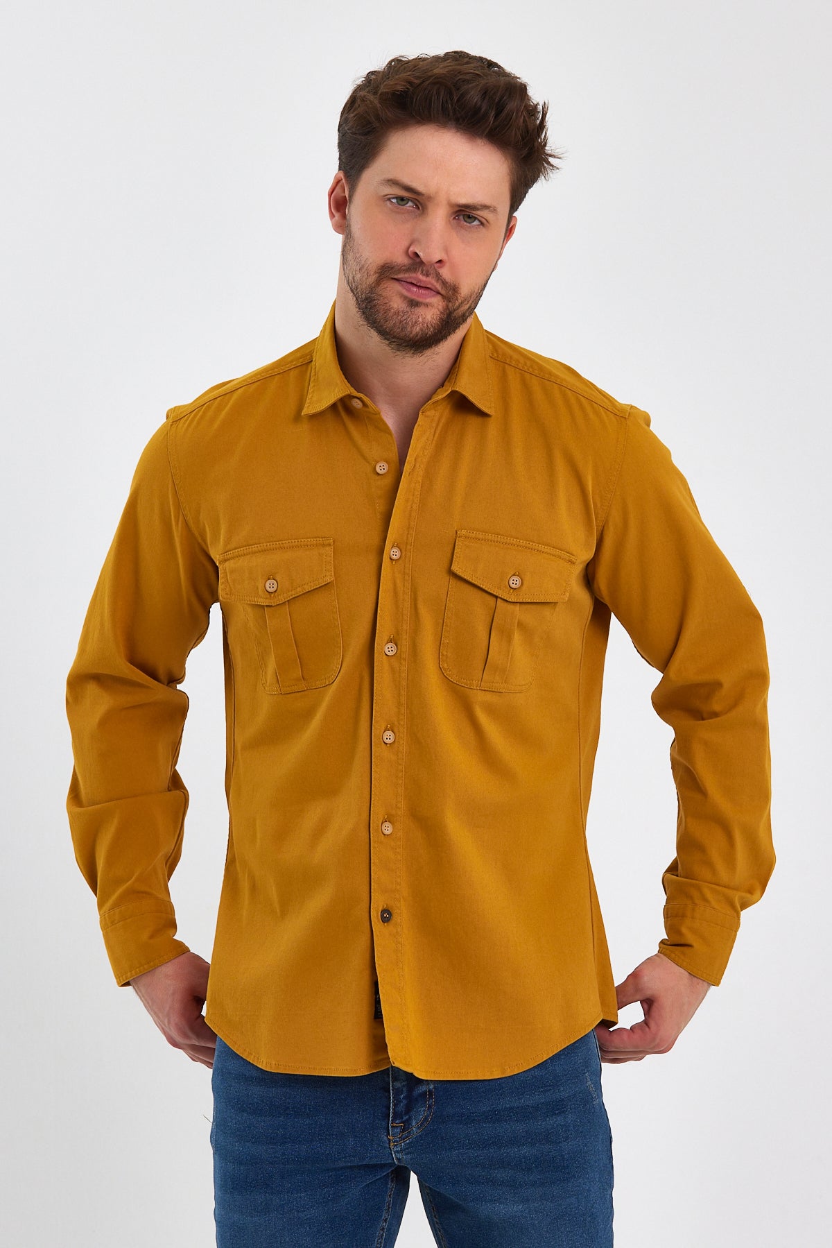 Rodi Men's Gabardine Shirt with Flap Pocket RD22KE037815