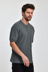 Rodi Men's Buttoned Crew Neck T-shirt RD24YE002737