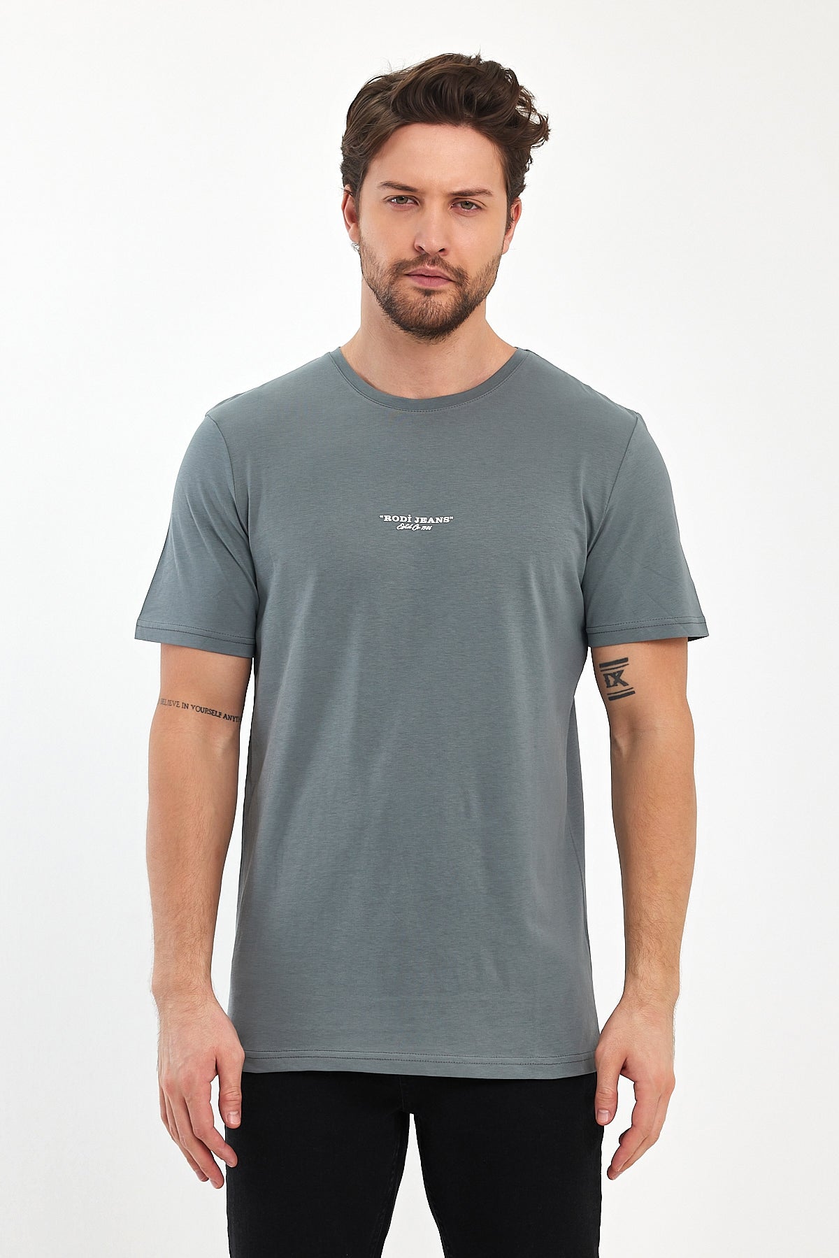 Rodi Men's Crew Neck T-shirt with Rodi Printed on the Front RD24YE002757