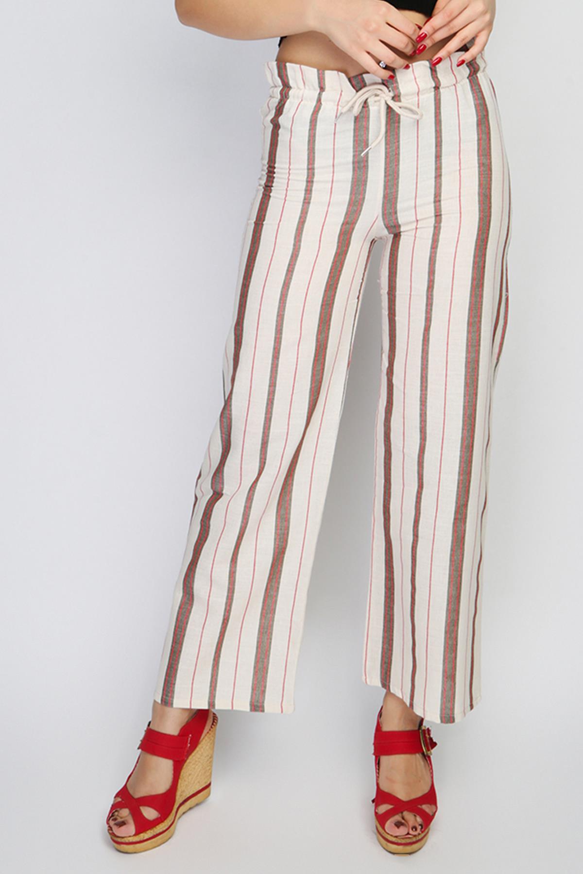 Rodi Women's Striped Elastic Waist Wide Leg Trousers RD21YB010155