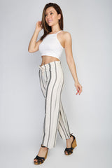 Rodi Women's Striped Elastic Waist Wide Leg Trousers RD21YB010155